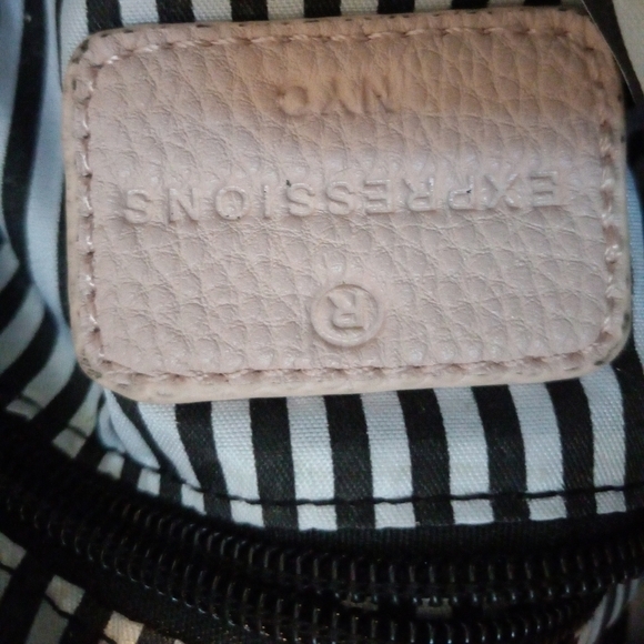 Expressions NYC Hobo Shoulder Cross Body Bag with Fringe Blush Pink.. - Picture 5 of 5